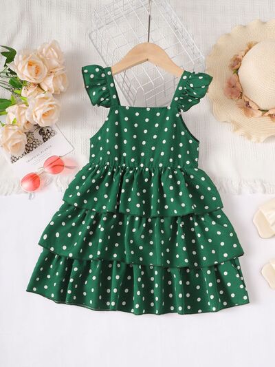 Bow Polka Dot Square Neck Layered Dress - Vitalis Collection