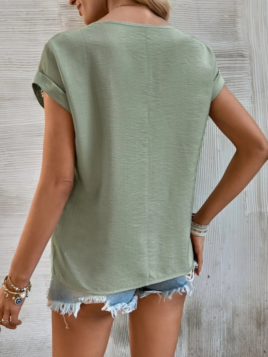 Cutout Round Neck Short Sleeve Top - Vitalis Collection