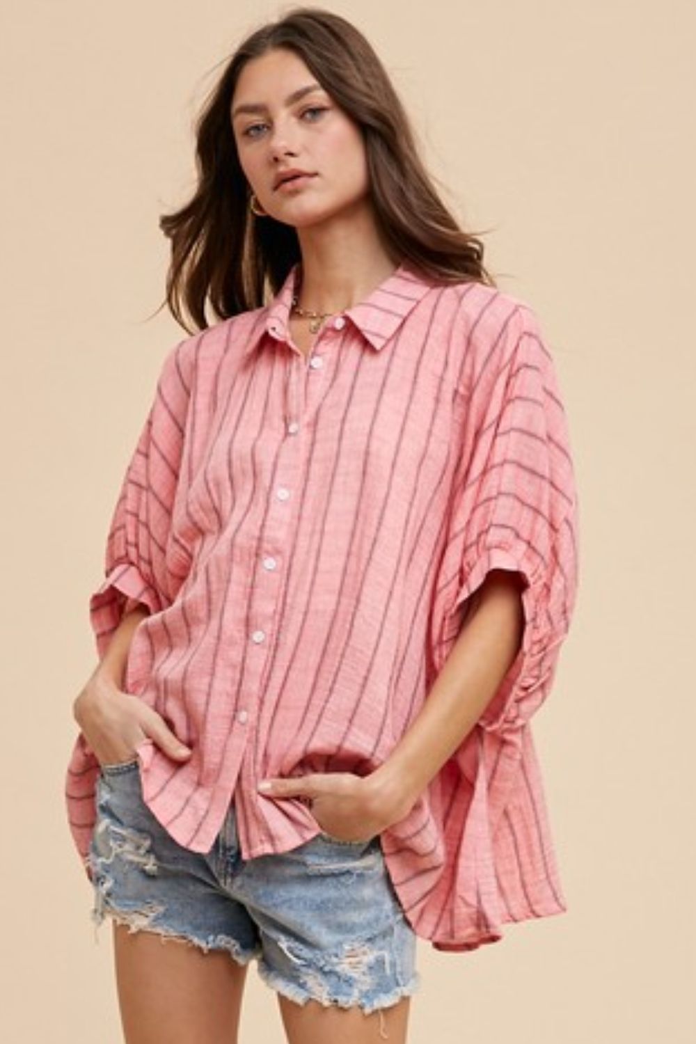 Striped Button Up Half Sleeve Shirt - Vitalis Collection