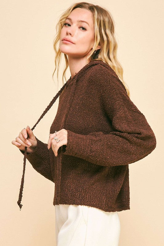 Drop Shoulder Long Sleeve Hooded Sweater - Vitalis Collection
