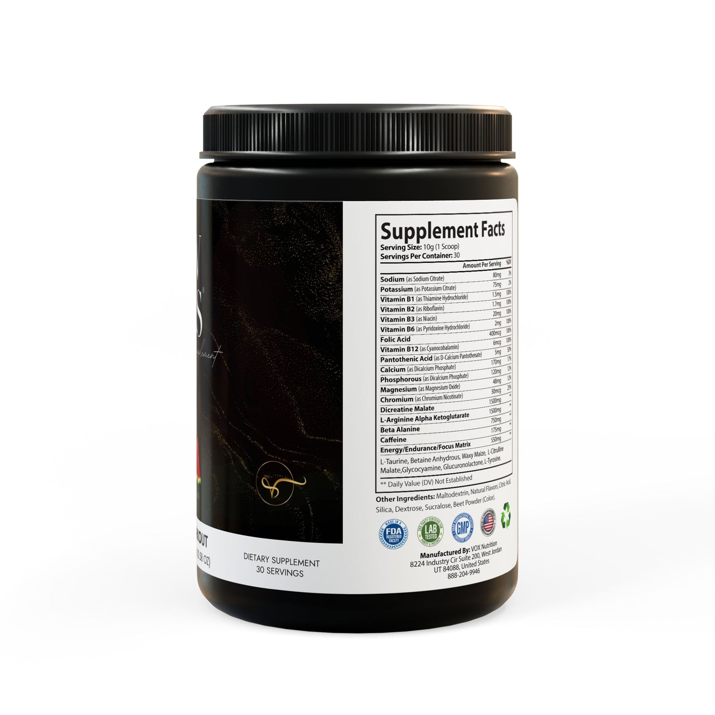 Pre-Workout Supplement, Watermelon (300g, 10.58oz) - Vitalis Collection