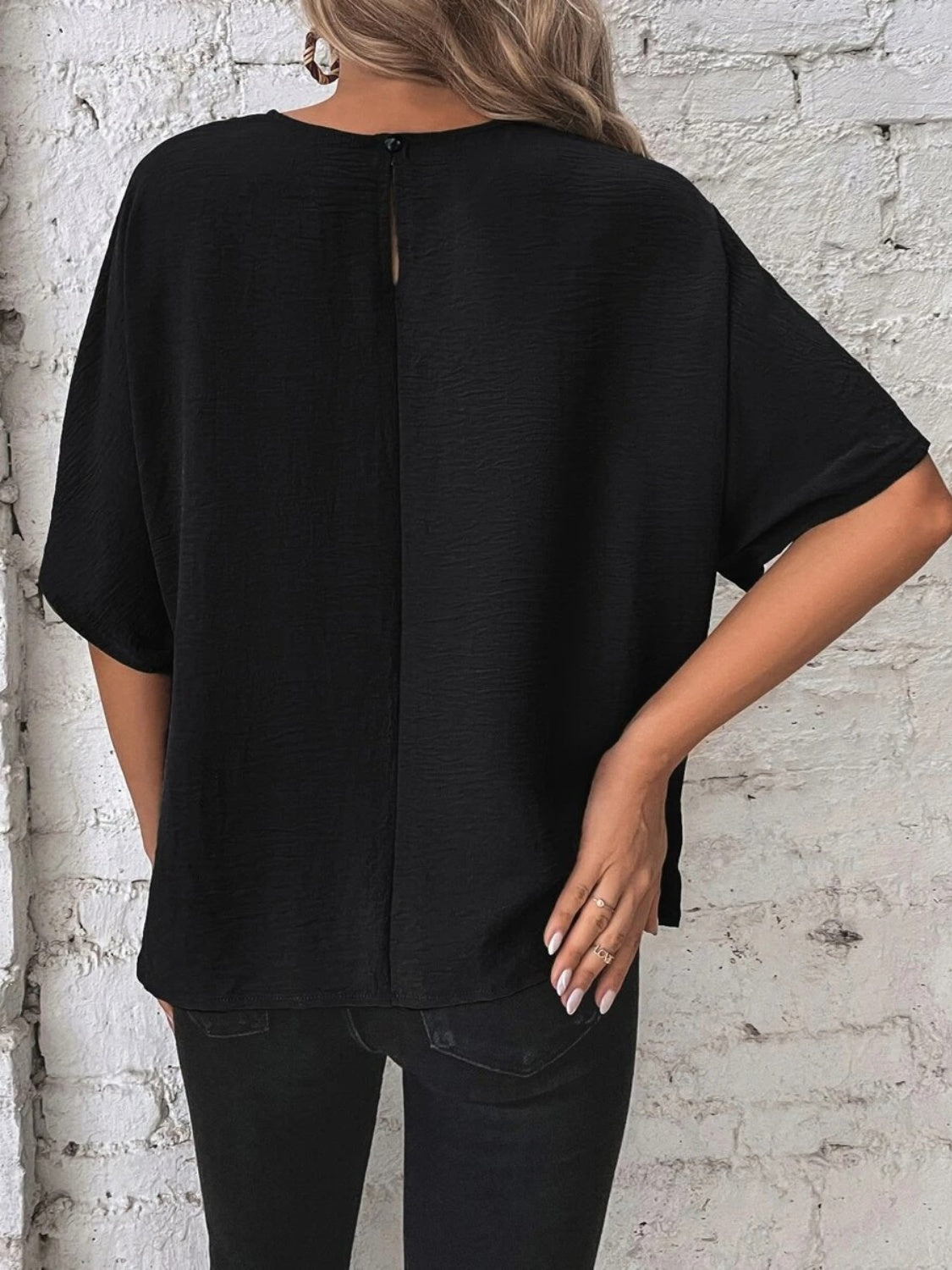 Knotted Round Neck Half Sleeve Blouse - Vitalis Collection