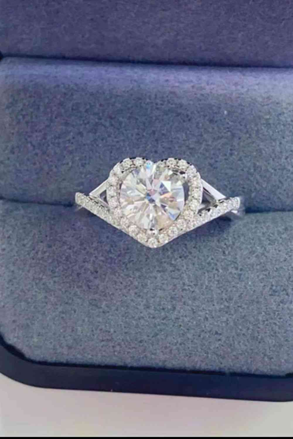 Adored 1 Carat Moissanite 925 Sterling Silver Heart Ring - Vitalis Collection
