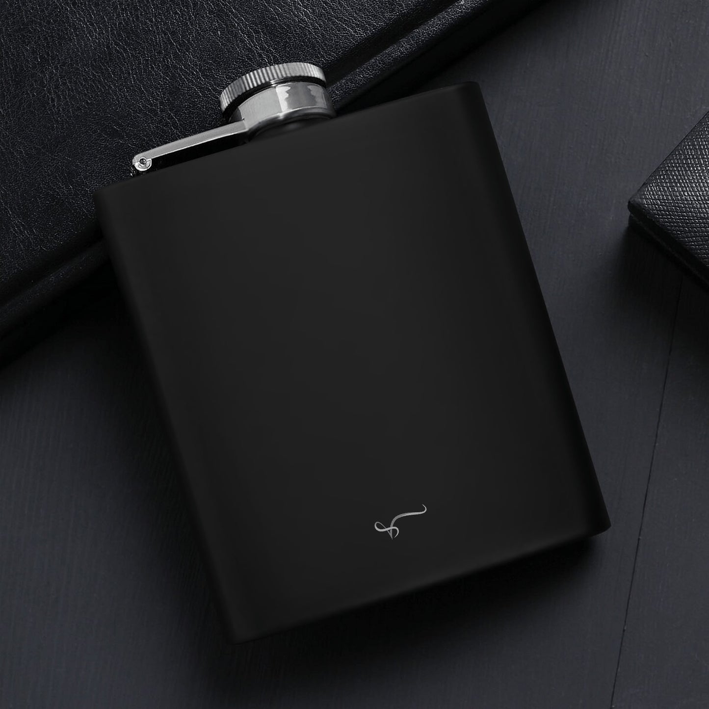 Hip Flask Set 7oz Black Stainless Steel with A Gift Box - Vitalis Collection
