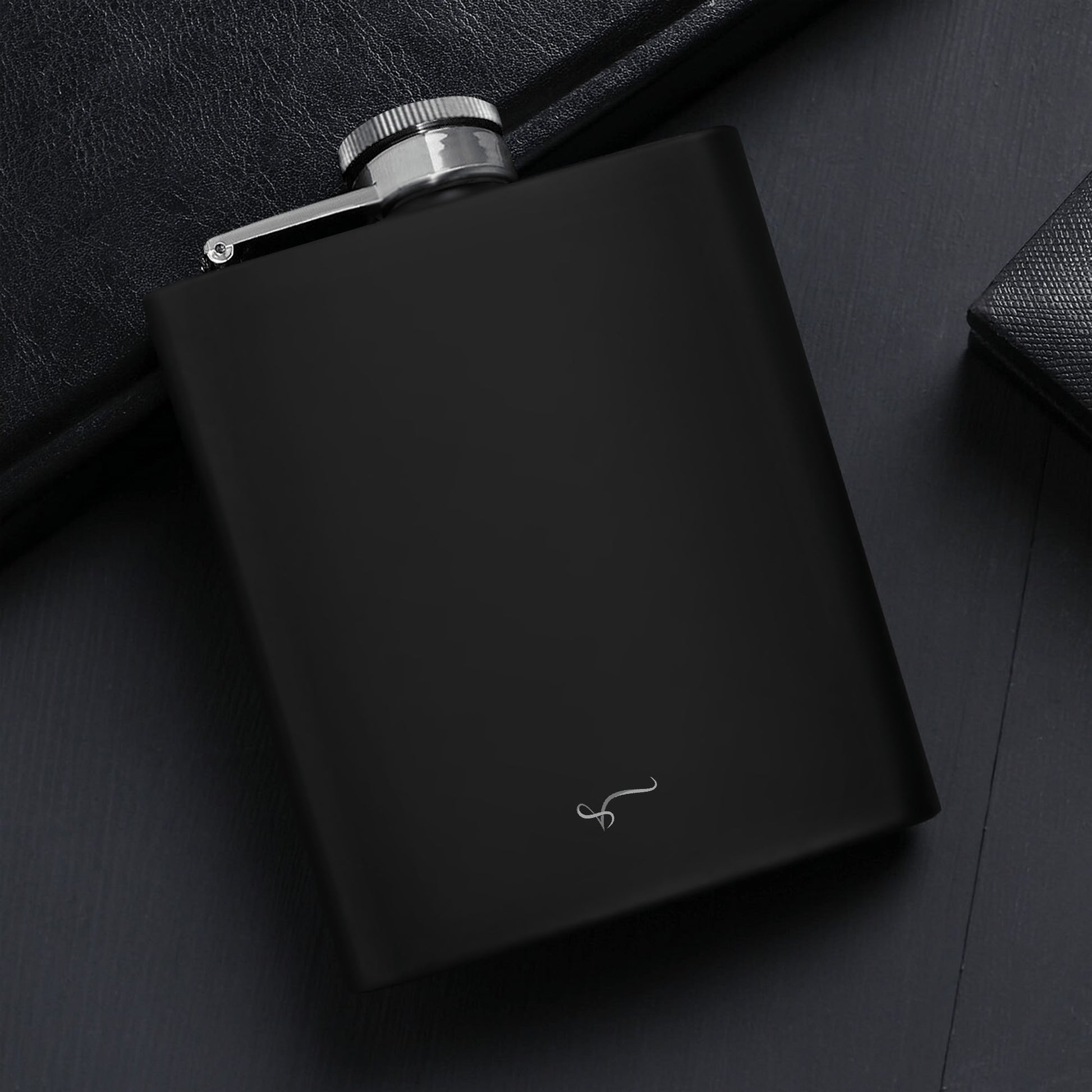 Hip Flask Set 7oz Black Stainless Steel with A Gift Box - Vitalis Collection