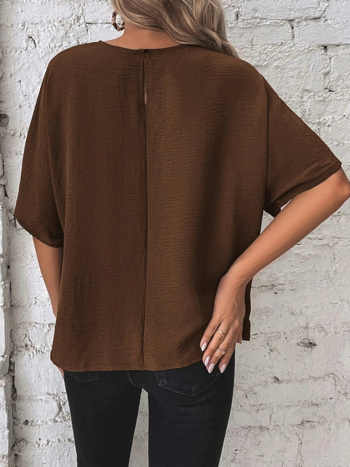 Knotted Round Neck Half Sleeve Blouse - Vitalis Collection