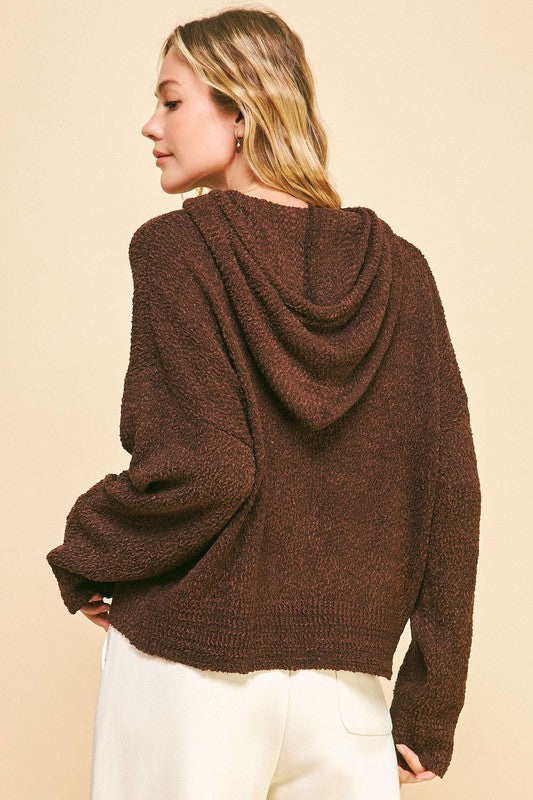 Drop Shoulder Long Sleeve Hooded Sweater - Vitalis Collection