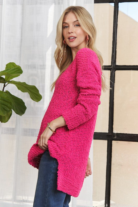 High-Low Side Slit V-Neck Sweater - Vitalis Collection
