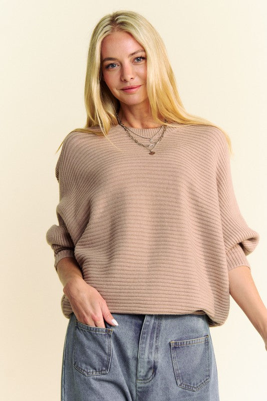 Round Neck Batwing Sleeve Sweater - Vitalis Collection