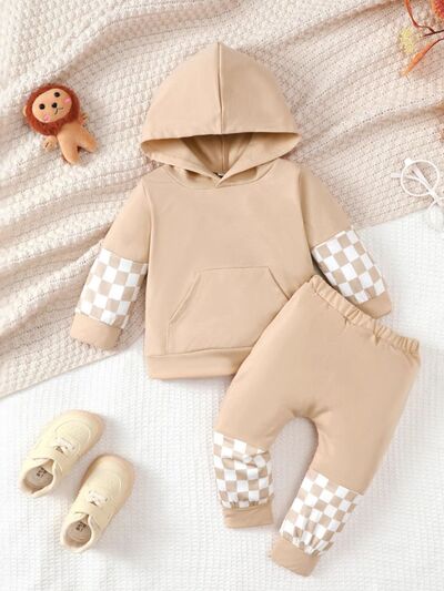 Checkered Long Sleeve Sweatshirt and Pants Set - Vitalis Collection