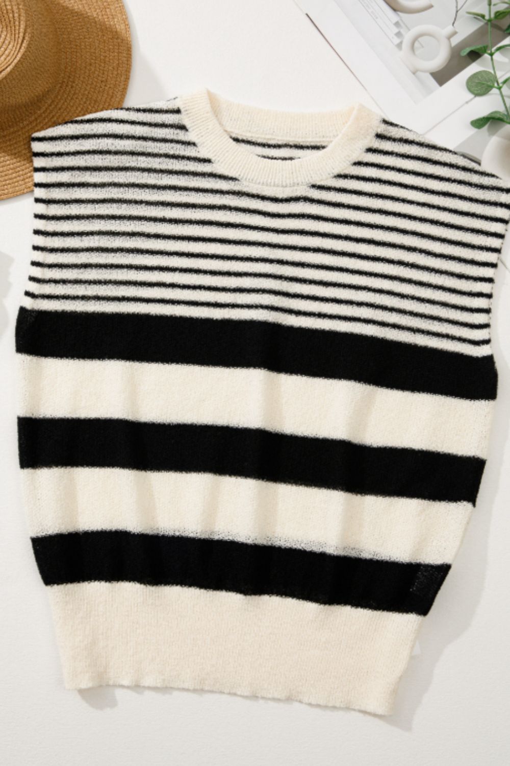 Striped Round Neck Sweater Vest - Vitalis Collection