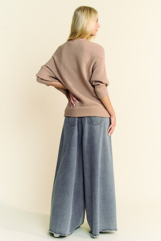 Round Neck Batwing Sleeve Sweater - Vitalis Collection