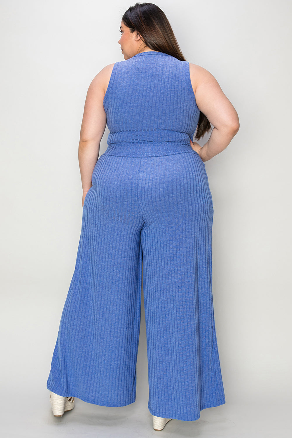 Basic Bae Full Size Ribbed Tank and Wide Leg Pants Set - Vitalis Collection