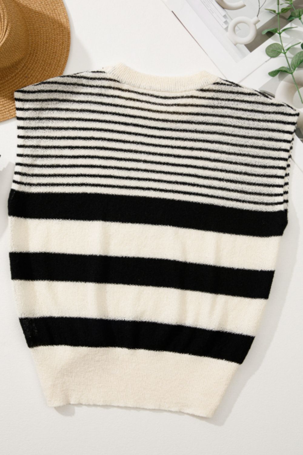 Striped Round Neck Sweater Vest - Vitalis Collection
