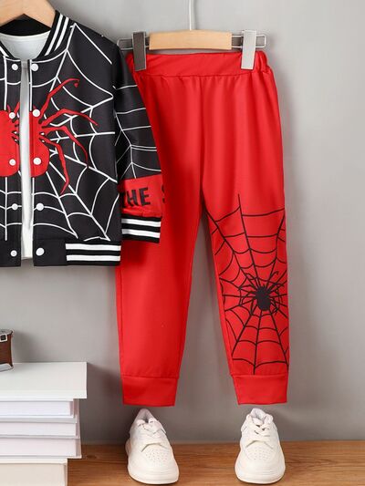 Spider Baseball Collar Top and Pants Set - Vitalis Collection