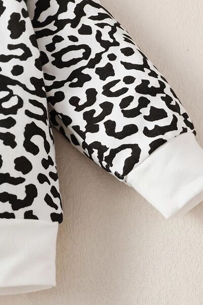 Leopard Round Neck Long Sleeve Top and Pants Set - Vitalis Collection