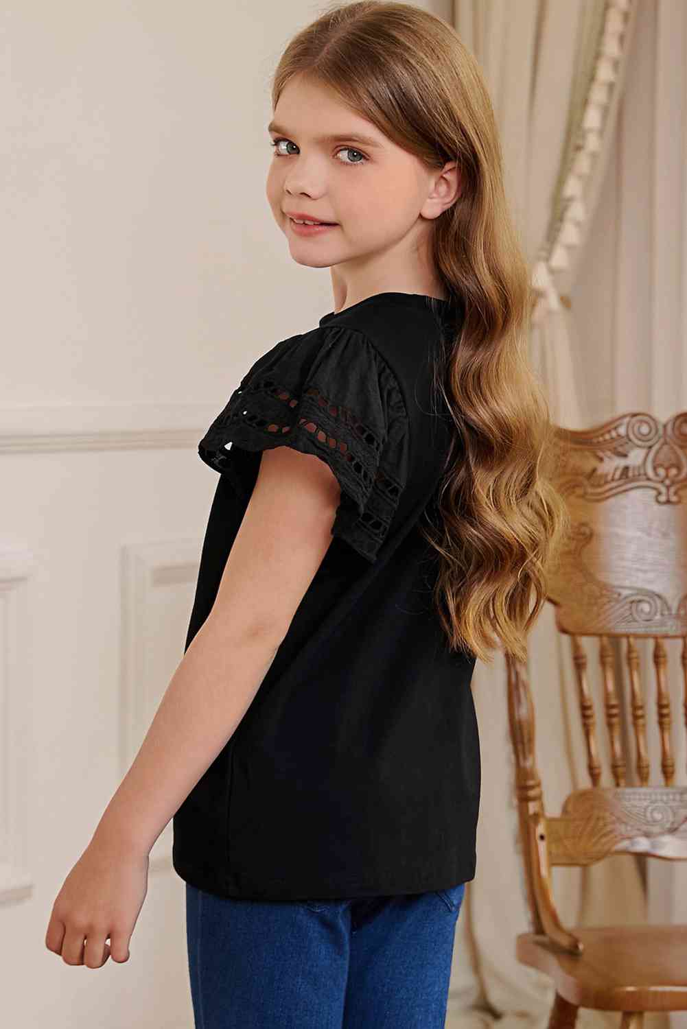 Round Neck Flutter Sleeve T-Shirt - Vitalis Collection