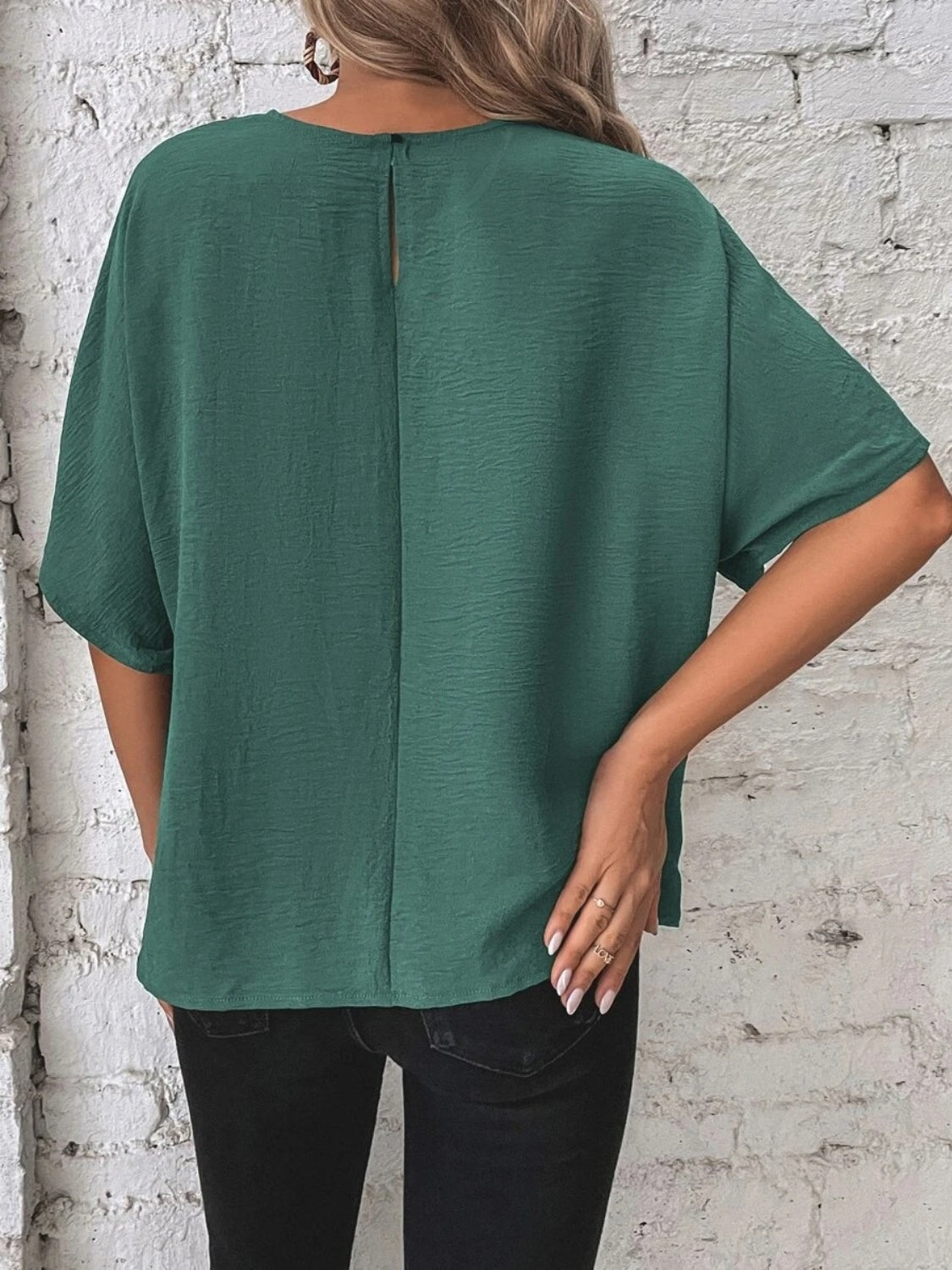 Knotted Round Neck Half Sleeve Blouse - Vitalis Collection