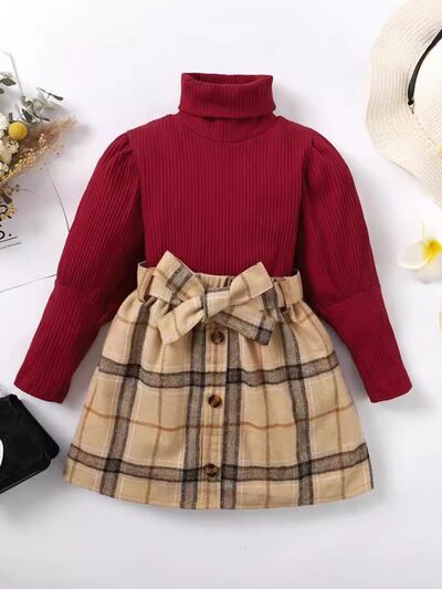 Turtleneck Long Sleeve Top and Skirt Set - Vitalis Collection