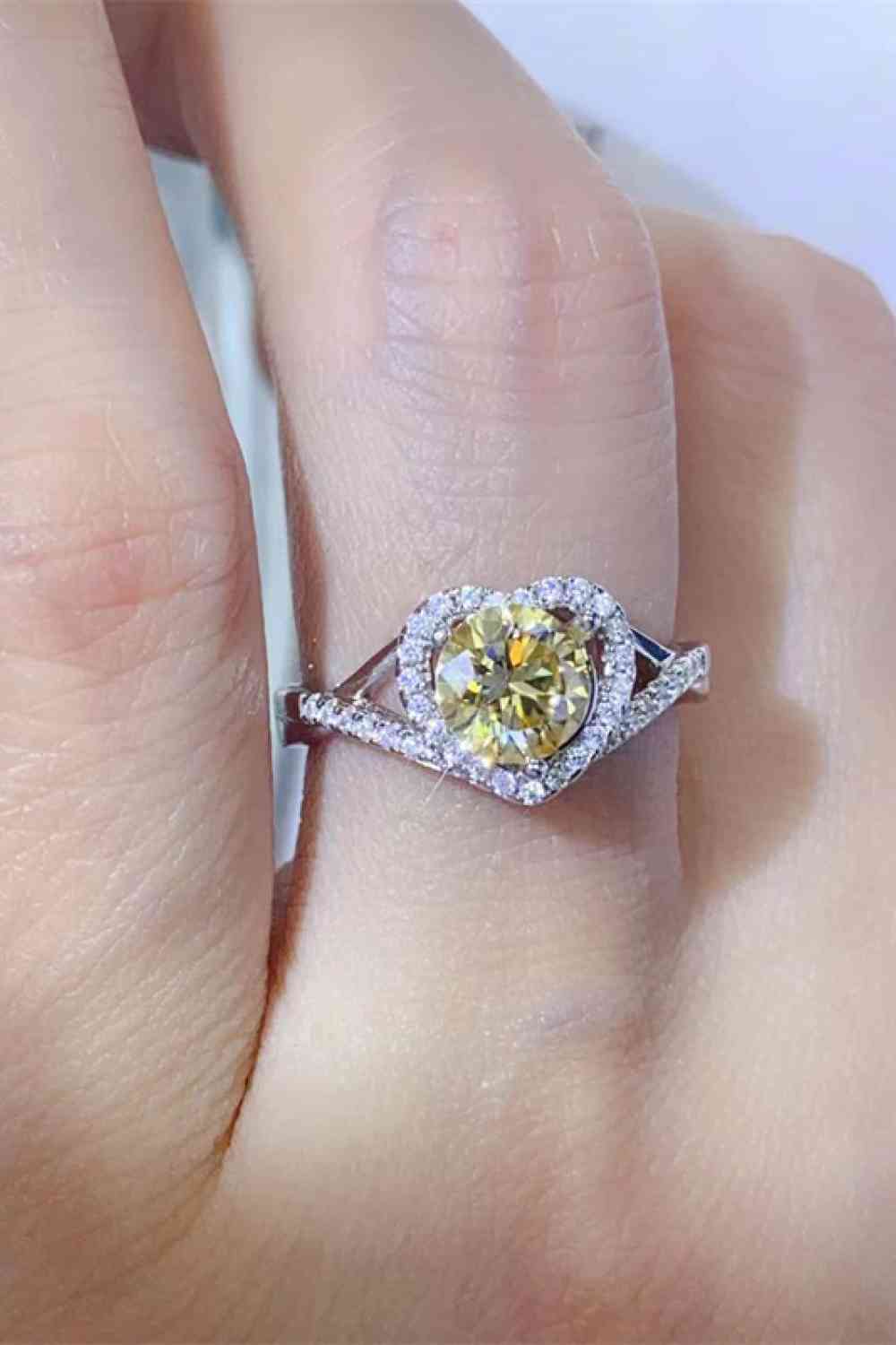 Adored 1 Carat Moissanite 925 Sterling Silver Heart Ring - Vitalis Collection