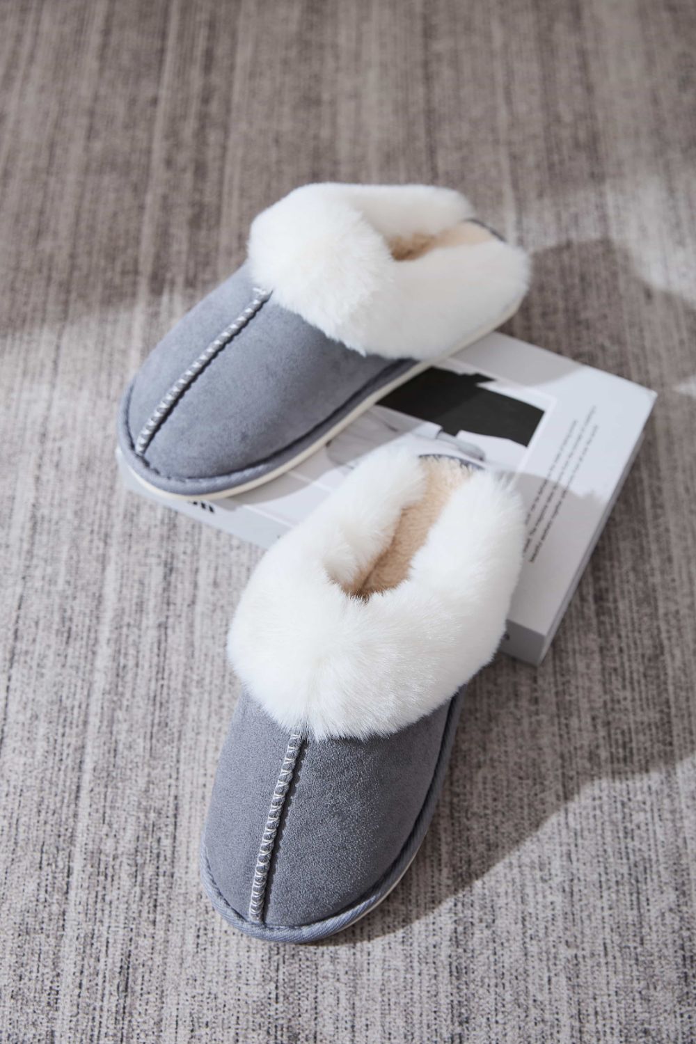 Faux Fur Round Toe Slippers - Vitalis Collection