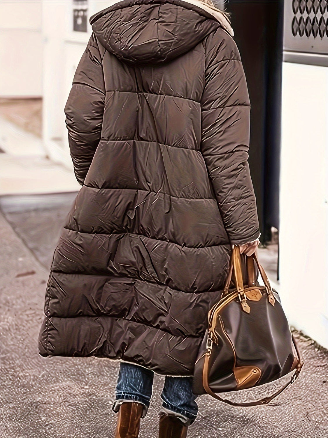 Full Size Zip Up Sherpa Hooded Coat - Vitalis Collection