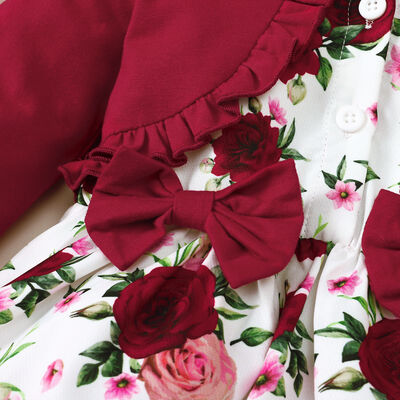 Frill Floral Round Neck Flounce Sleeve Dress - Vitalis Collection