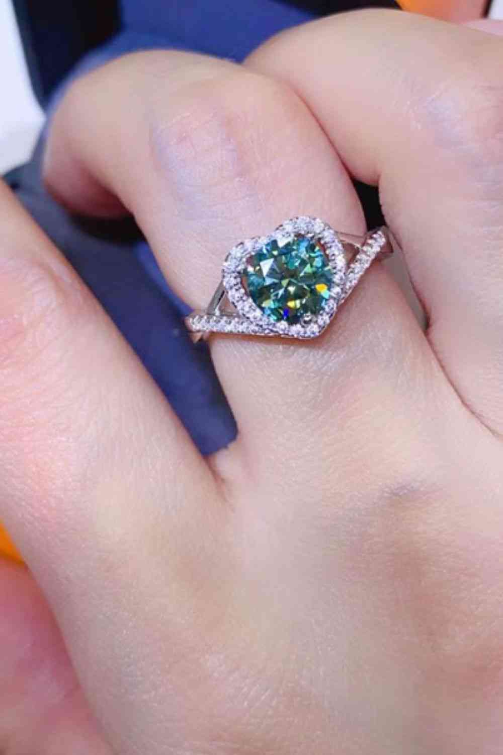 Adored 1 Carat Moissanite 925 Sterling Silver Heart Ring - Vitalis Collection