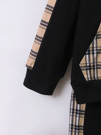 Plaid Long Sleeve Hoodie and Pants Set - Vitalis Collection