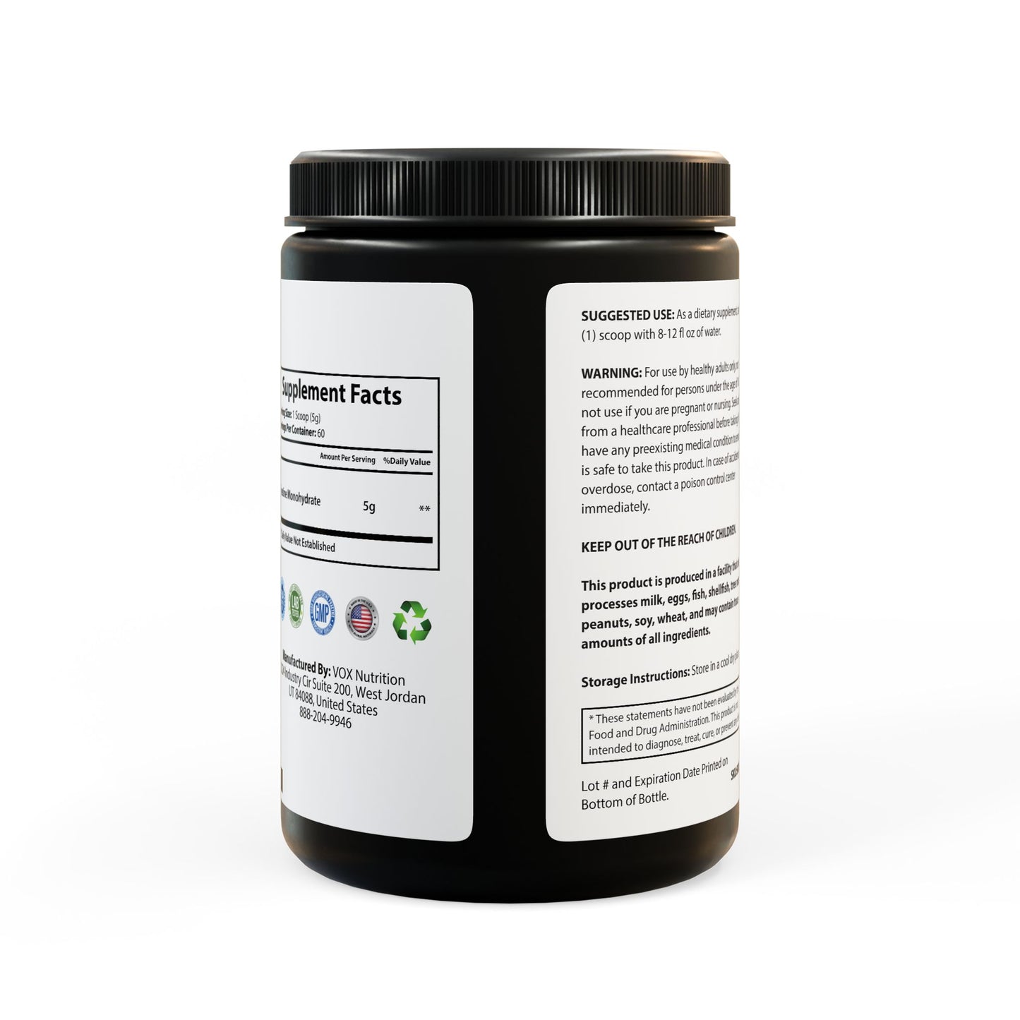 Creatine Monohydrate Supplement (300g, 10.58oz) - Vitalis Collection