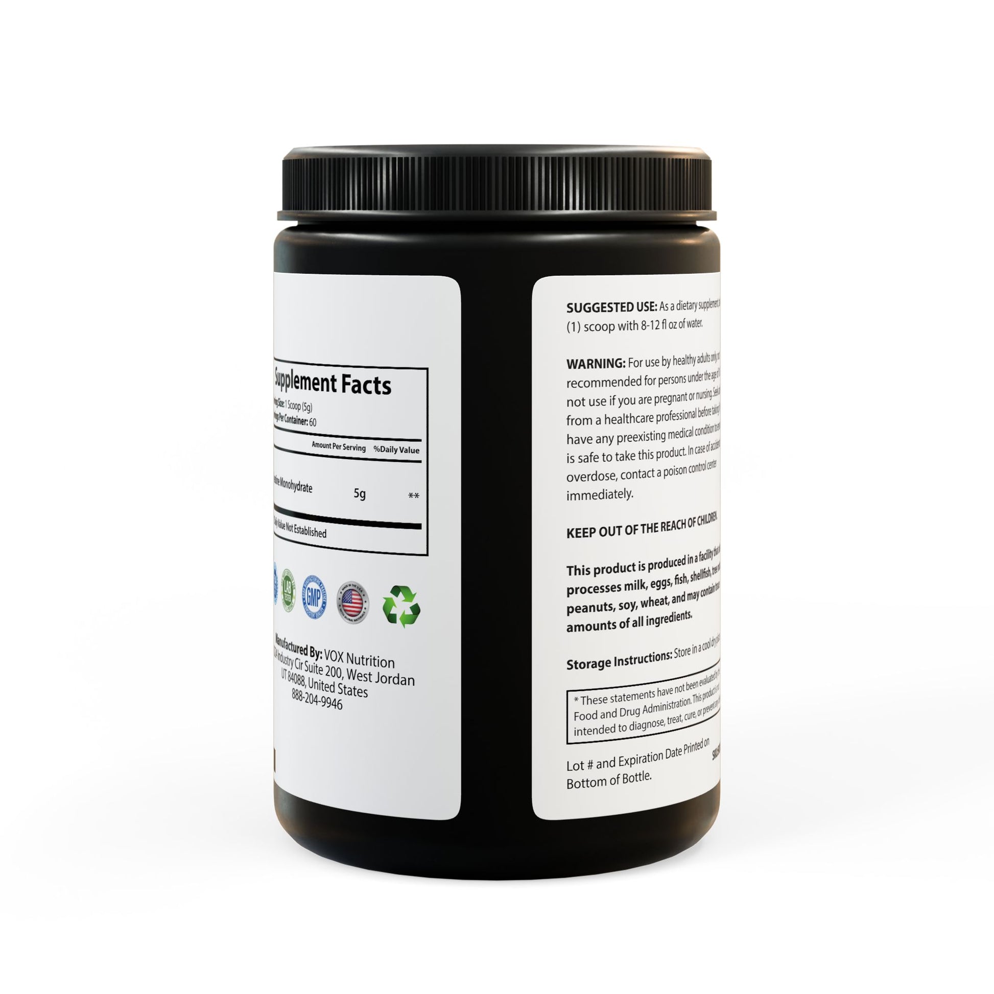 Creatine Monohydrate Supplement (300g, 10.58oz) - Vitalis Collection