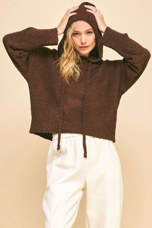 Drop Shoulder Long Sleeve Hooded Sweater - Vitalis Collection