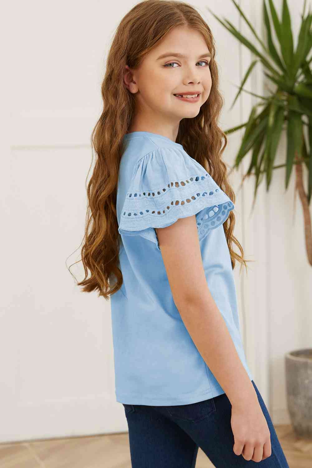 Round Neck Flutter Sleeve T-Shirt - Vitalis Collection