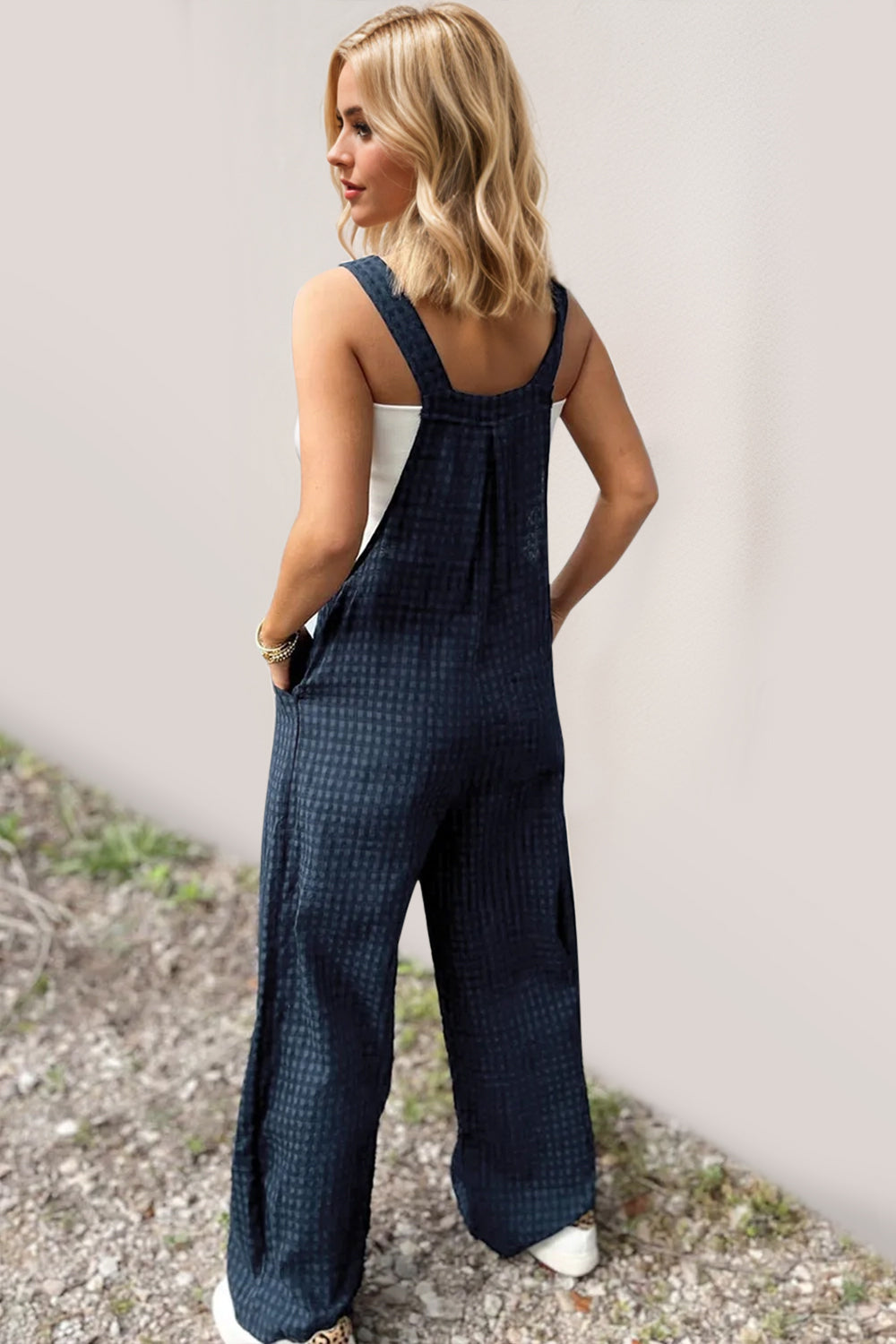 Oh Full Size Plaid Wide Leg Overalls with Pockets - Vitalis Collection