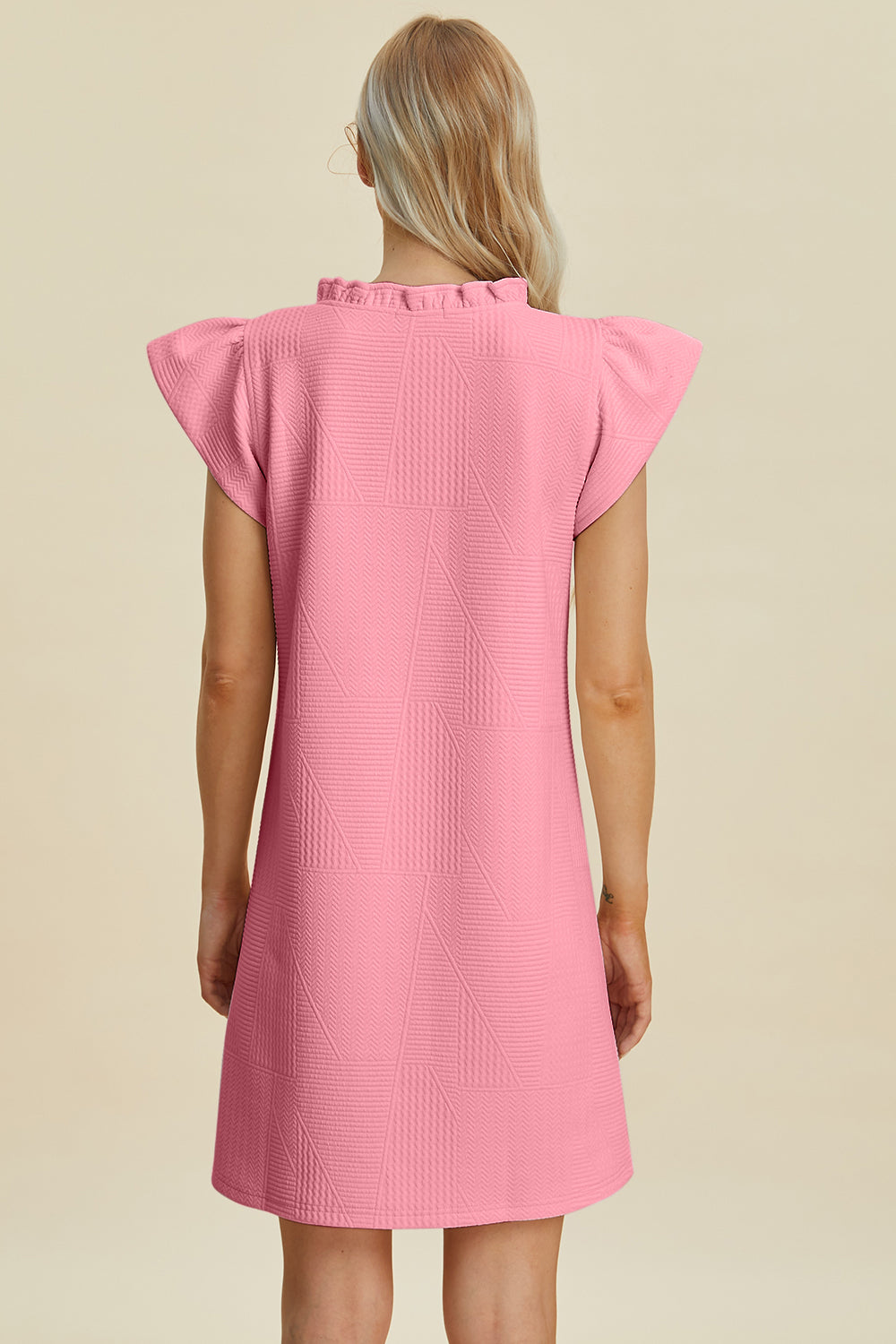 Double Take Full Size Ruffled V-Neck Cap Sleeve Dress - Vitalis Collection