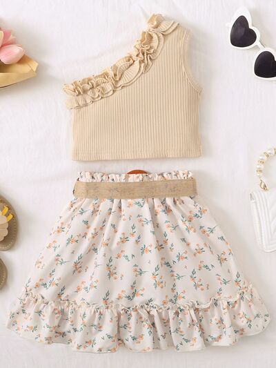 Single Shoulder Top and Printed Skirt Set - Vitalis Collection