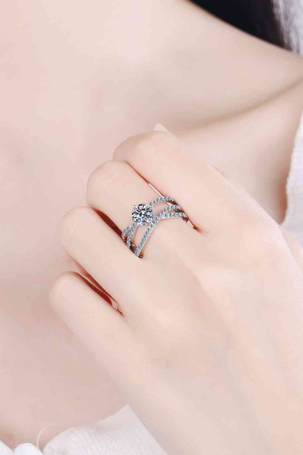 1 Carat Moissanite Crisscross Ring - Vitalis Collection