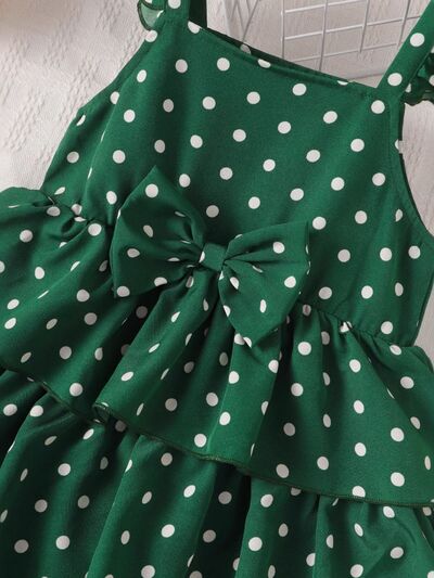 Bow Polka Dot Square Neck Layered Dress - Vitalis Collection