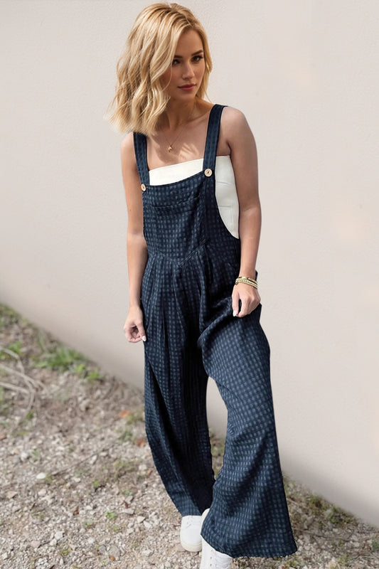 Oh Full Size Plaid Wide Leg Overalls with Pockets - Vitalis Collection