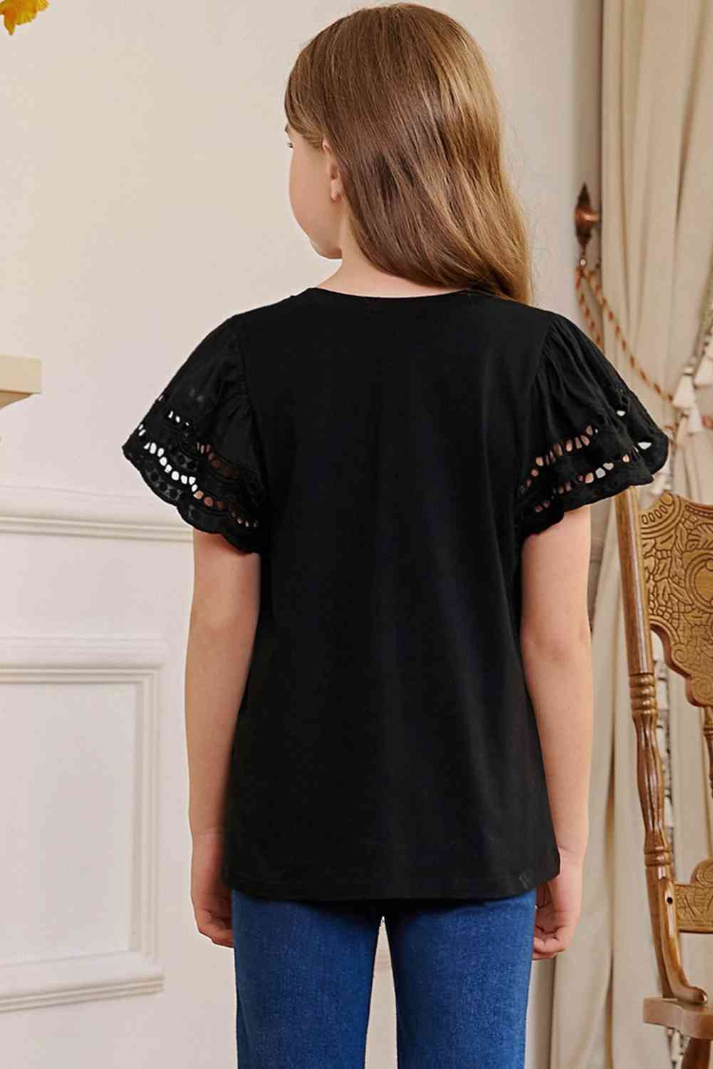 Round Neck Flutter Sleeve T-Shirt - Vitalis Collection
