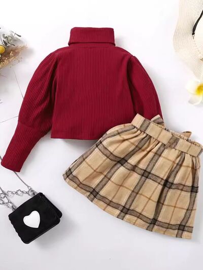 Turtleneck Long Sleeve Top and Skirt Set - Vitalis Collection