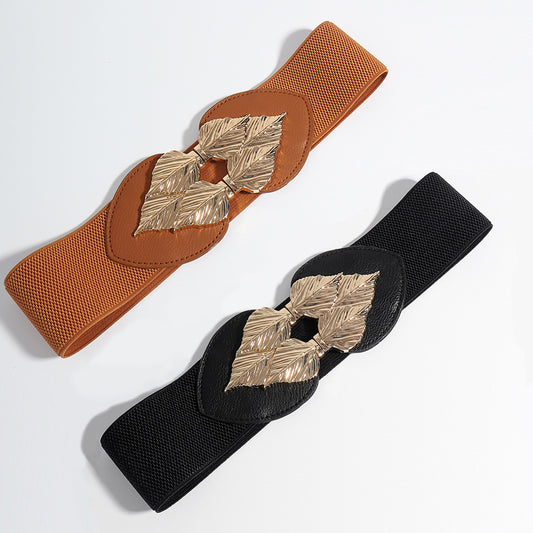 Alloy Leaf Buckle Elastic Belt - Vitalis Collection