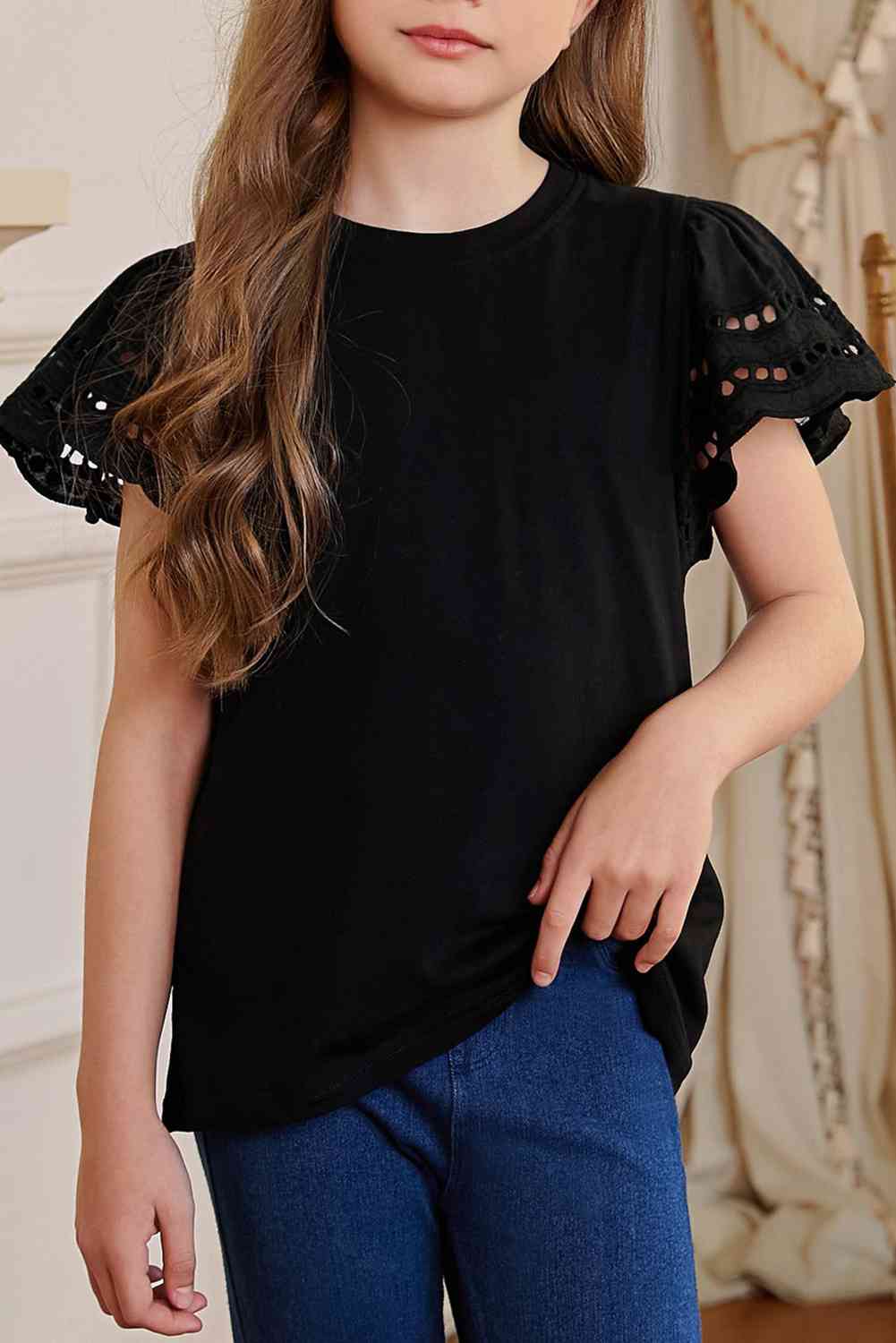 Round Neck Flutter Sleeve T-Shirt - Vitalis Collection