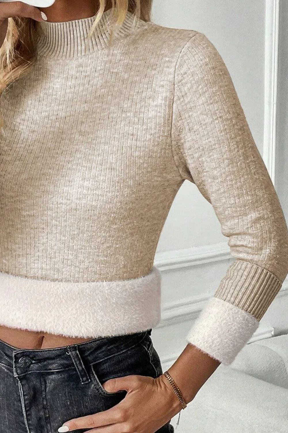 Mock Neck Long Sleeve Sweater - Vitalis Collection