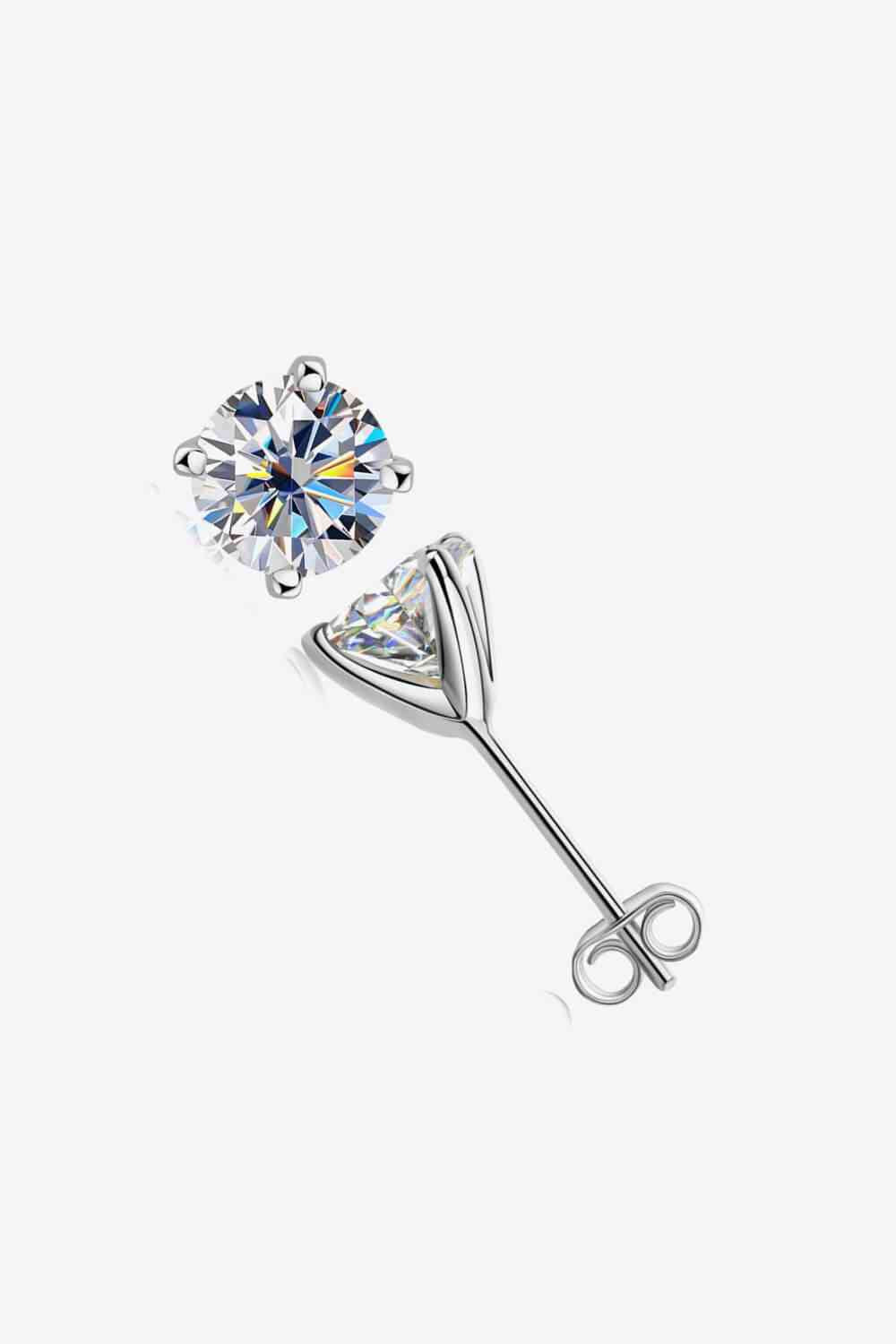 925 Sterling Silver 1 Carat Moissanite 4-Prong Stud Earrings - Vitalis Collection