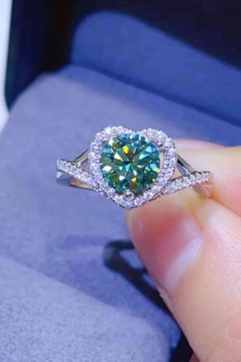 Adored 1 Carat Moissanite 925 Sterling Silver Heart Ring - Vitalis Collection