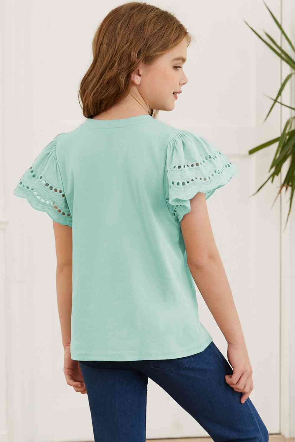 Round Neck Flutter Sleeve T-Shirt - Vitalis Collection