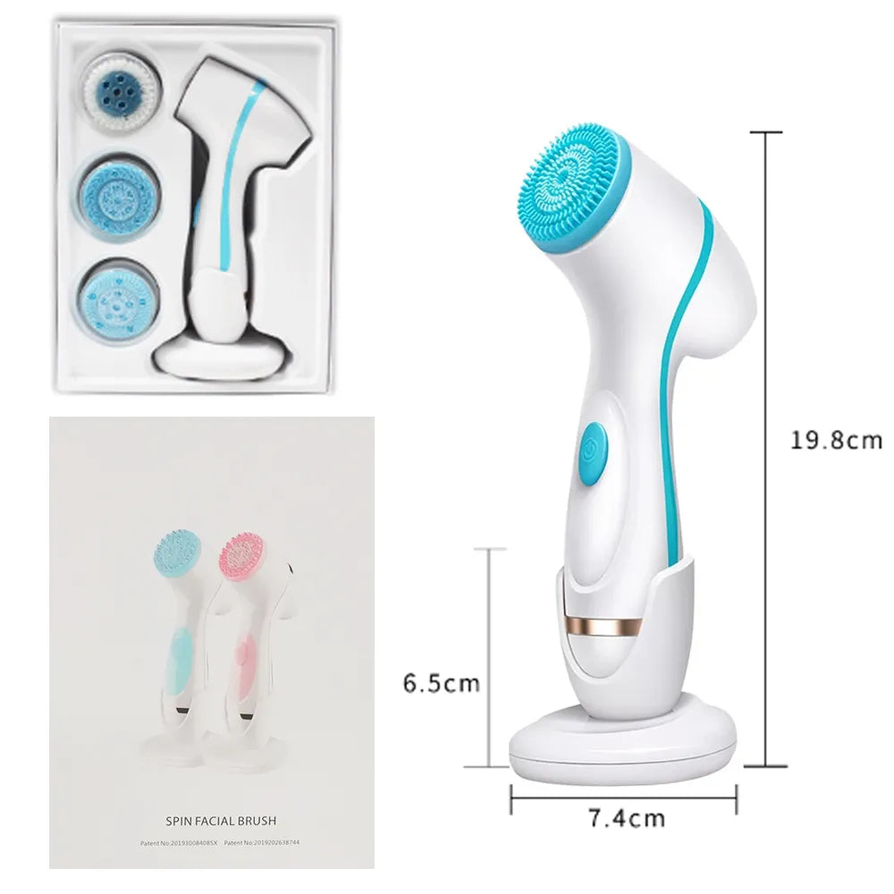 Facial Cleansing Brush Sonic Spin Set for Deep Cleaning & Blackhead Removal - Vitalis Collection