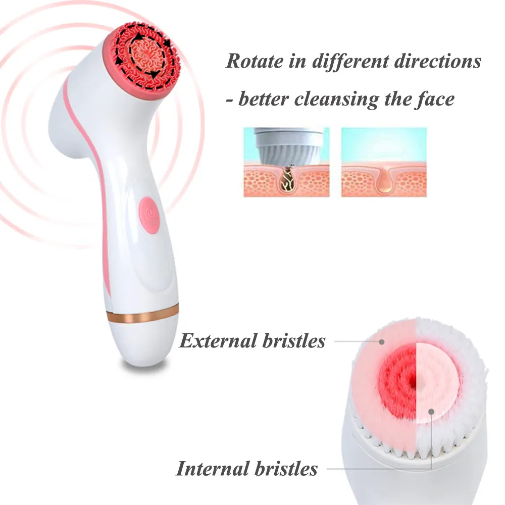 Facial Cleansing Brush Sonic Spin Set for Deep Cleaning & Blackhead Removal - Vitalis Collection