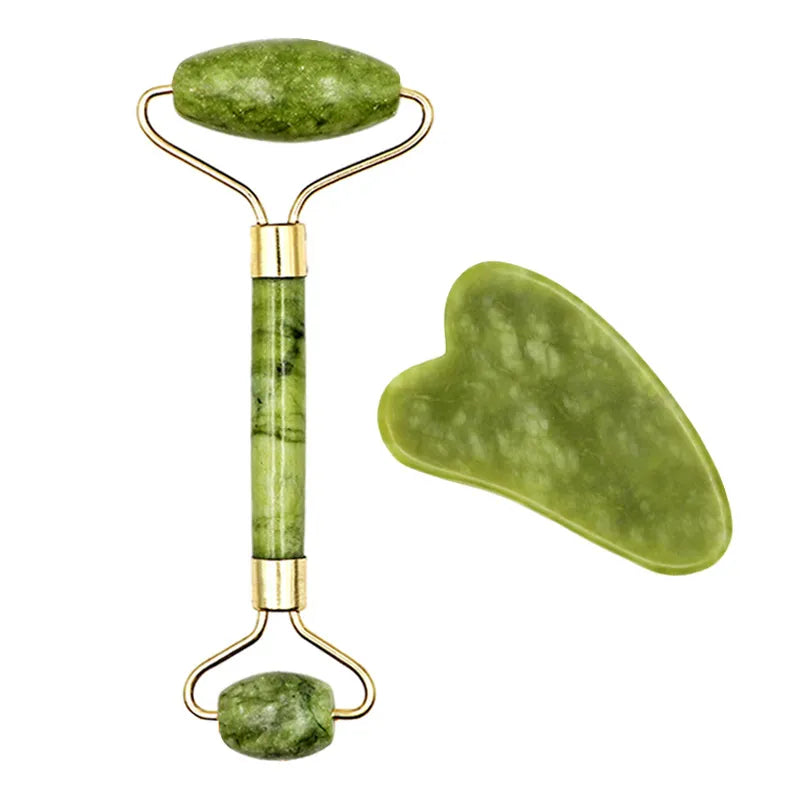 2pcs Gua Sha Massager Set for Face Care, Jade Rollers & Skin Lifting - Vitalis Collection